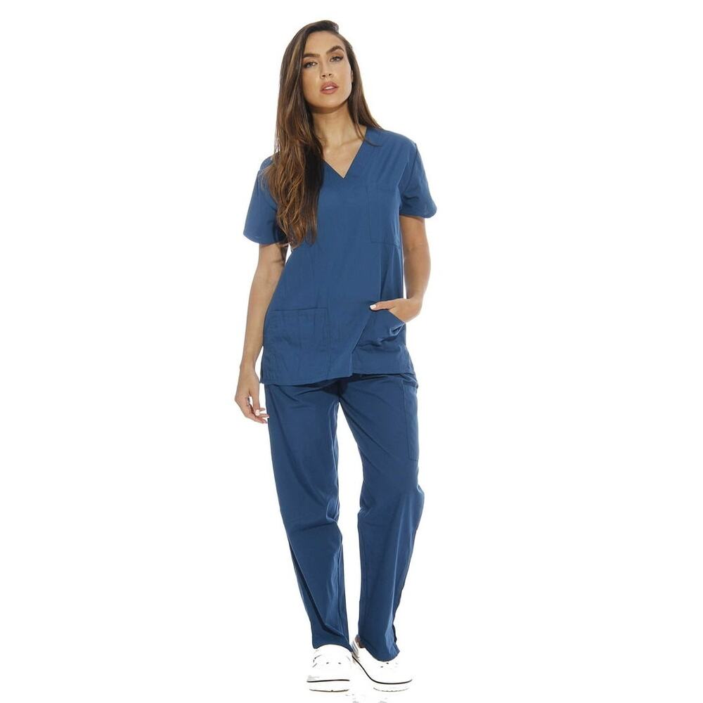 NEW Just Love Caribbean Blue Scrub Set V-Neck Cargo Pants 6 Pocket Nursing XL
